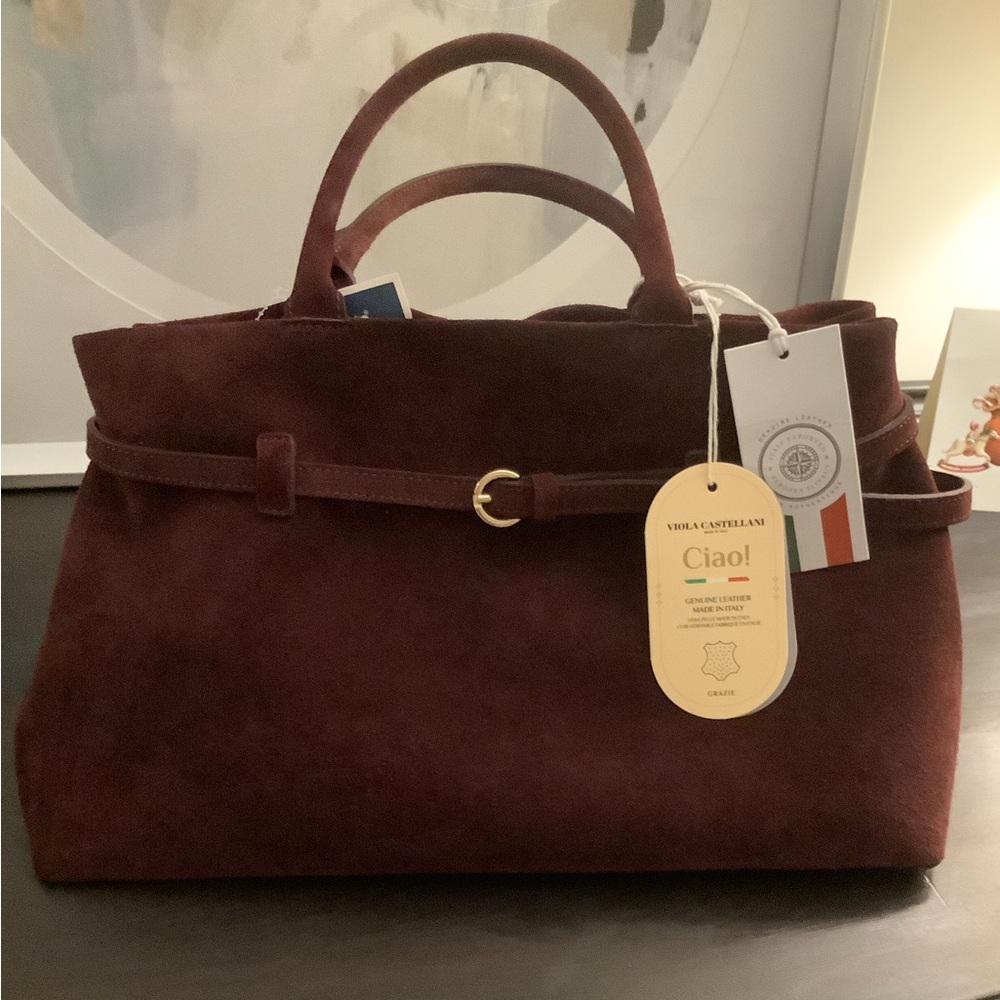 Maroon Suede Satchel